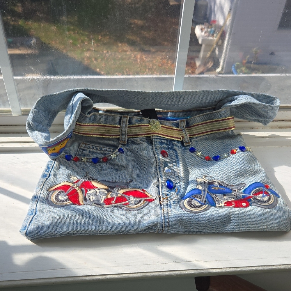 Handmade DENIM Motorcyle Guess Shoulderbag